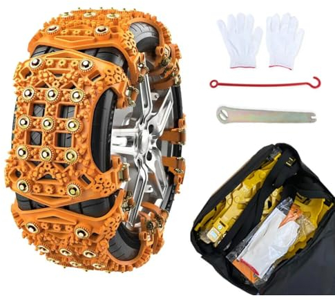 SSIMOO Auto Schneeketten,für Toy-OTA Vanguard Venza Vios Vitz Voltz Wigo Wildlander Yaris,Verstellbare Universal,für Reifenbreite 165-275mm,Yellow-12 pcs
