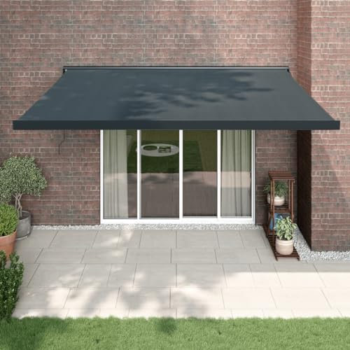 Home Outdoor OthersVersenkbare Markise, anthrazit, 4 x 3 m, Stoff und Aluminium