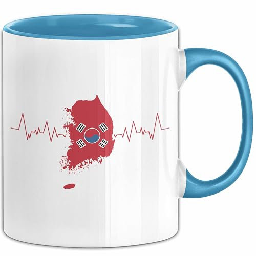 Seoul Tasse Geschenk Südkorea South Korea Kpop Kaffee-Becher Geschenkidee (Blau)