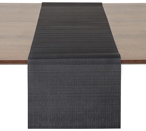 Myir JUN Tischläufer, Tischläufer Modern Tischläufer Abwaschbar Tischläufer Outdoor Wärmeisoliertes PVC für Häuser Restaurants Hotels 30 x 240 cm (Schwarz)