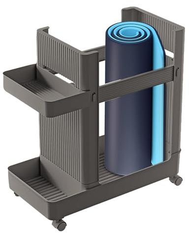 Home Gym Storage Rack - Gym Equipment Organizer I ABS Yoga Mat Storage Holder Trolley I Sports Equipment Storage Rack with Bottom Wheel I Exercise Accessories Storage Basket for Equipment's