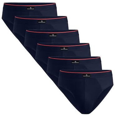 DANISH ENDURANCE Slip Uomo Cotone Premium, Mutande Uomo Comode e Traspiranti, Senza Etichetta, 3 o 6 Paia, Navy/Rosso, L