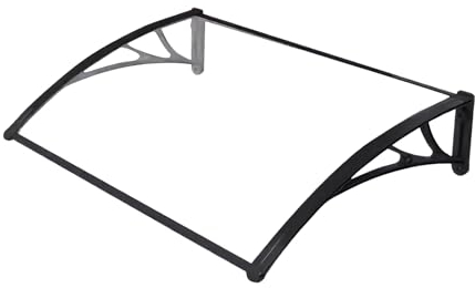 HXYhydrypd Überdachung Haustür, Markisenvordach Aus Polycarbonat, Vordach für Haustür, Haustür Vordach, Balkon Überdachung (Durchsichtiges Vordach/Schwarze Halterung)(Size:80 * 100cm/31.5 * 39.4in)