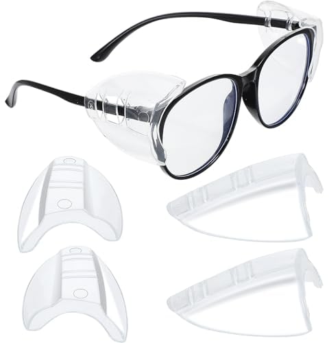 YUXIANLB 2 Pairs Safety Glasses Side Shields for Prescription Glasses, Flexible Slip on Side Shield for Glasses Fits Small to Large Eyeglasses
