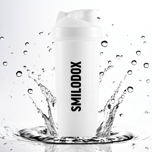 SMILODOX Protein Shaker 700 ml - BPA-freier Premium Eiweiß Shaker, lebenslange Haltbarkeit - mit Edelstahlkugel für cremige, klumpenfreie Shakes - Shaker für Proteinshakes