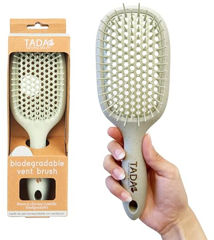 TADA Natural Beauty Hair Brush Detangler for Curly, Thick, Wavy, and Thin Hair - Ventilation Holes for Quick Drying and Styling, Detangler Brush for Women, Men, Kids (4 Colors) (Green)