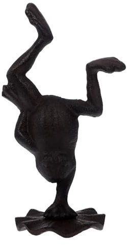 Vintage Froschfigur aus Gusseisen, Dekorativ, Schwarz, Innen und Außen