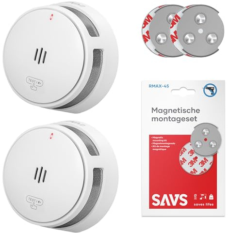 SAVS Rauchmelder vernetzt 10 Jahre Batterie S10-W 2er Set Weiß | 2er Set funkvernetzter Rauchwarnmelder mit 10-Jahres-Batterie, RF-Vernetzung bis 24 Geräte und optionalem LinkSmart WLAN.