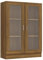Hommdiy Vitrinenschrank Wohnzimmer,Glas Vitrine Hochglanz mit Glastüren Braun Eiche-Optik 82,5x30,5x115cm Holzwerkstoff