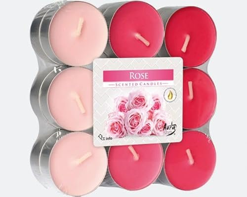 TEELICHTER DUFT - Teelichter mit entspannendem Duft | Duftteelichter, Duftkerzen, bunte Teelichter | 18 Stk. I 4 Stunden Brenndauer (Rose)