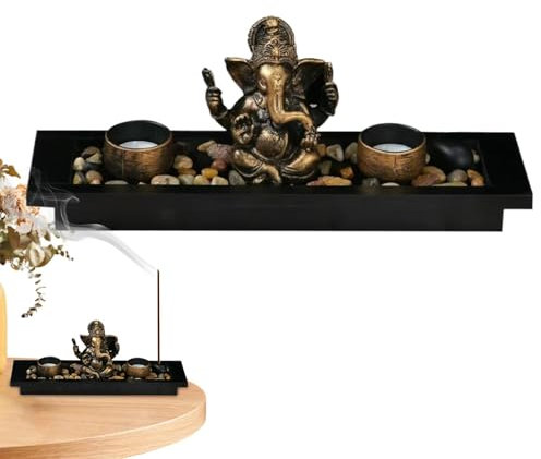 Ganesha Candle Holder, Meditation Decor Statue, Ganesh Figurine Decor, Zen Candle Holder, Handcrafted Ganesha Incense Burner and Candle Holder Statue for Meditation and Relaxation