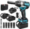 Discoball Cordless Impact Wrench,1/2 Inch Impact Gun, 1000N.m(738 ft-lbs) High Torque Impact Wrench with 2x2.0Ah Battery,Fast Charger, 5 Sockets & Storage Case, Electric Impact Driver for Car Truck