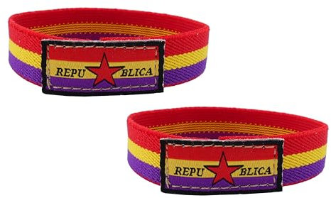 Pulsera de la Bandera Republicana Elástica 2 Unidades/Pulsera República Española de Tela Para Hombre y Mujer Adaptable Universal