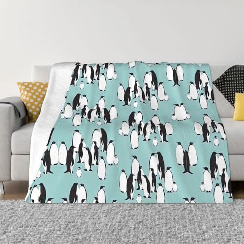 Niedlicher Pinguin-Aufdruck, Bett, Couch, Camping, Reisen, gemütliche Überwürfe für weiche Flanelldecke für alle Jahreszeiten
