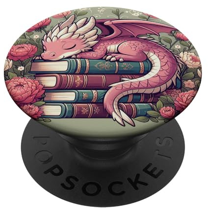 Buch Drache Lesen Bücherwurm PopSockets Klebender PopGrip