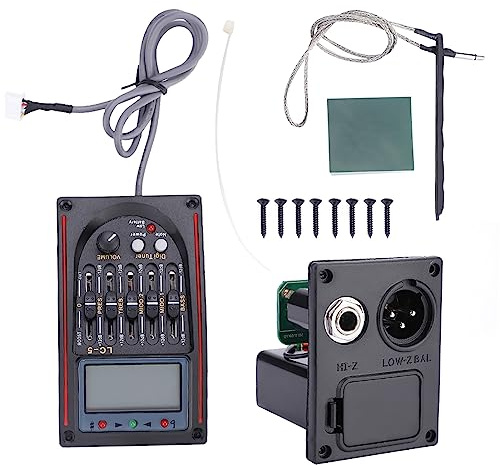 Cunyuer Préampli de guitare acoustique à 5 bandes, micro LCD pour guitare acoustique, accordeur d'égaliseur piézoélectrique