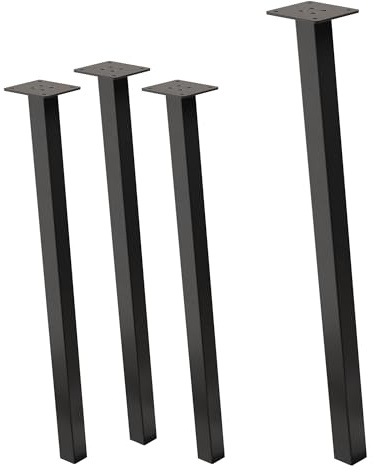 ML-Design 4er Set Tischbeine schräg 72 cm, Dunkelgrau, Optik Industrial, Stahl pulverbeschichtet, Profil 4x4 cm, I-Form, Möbelfüße Metall 96° Neigung, Tischfüße Möbelbeine für Esstisch & Schreibtisch