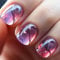 French Tip Press On Nails, Square Short – 24PCS Purple Glitter & Glazed Watercolor, Glossy Full Cover False Nails with Accessory Tool, Made of Premium ABS, Reusable Stick On Nail Art Kit