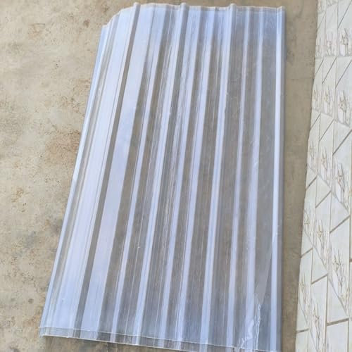 Placa Ondulada, 1.5mm Hojas De Techo Corrugado, Planchas Transparentes Tejados, Placa Ondulada FRP Para Exteriores, Paneles Para Tejado Resistentes Al Impacto (0.9×1.7m/35×67in,1pcs)
