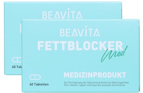 BEAVITA Fettblocker – vegan, zur Verringerung der Fettaufnahme aus der Nahrung, effektiv & sicher, hohe Fettbindekraft, gelatinefrei, glutenfrei, ohne Konservierungsstoffe, laktosefrei - 2x 60 Kapseln