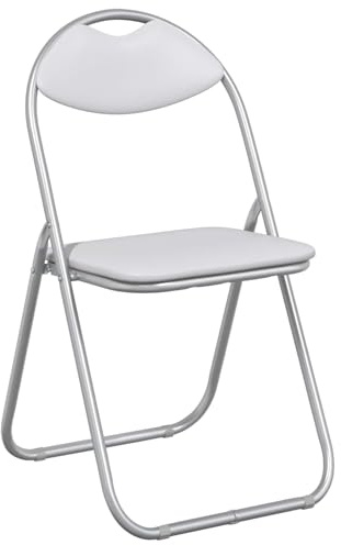 vidaXL Klappstuhl 8 pcs Weiß und Grau 48 x 43,5 x 81 cm Kunstleder, Kompakter, moderner, tragbarer Stuhl für Essbereich, Klassenzimmer, Wohnzimmer, leicht, langlebig und vielseitig