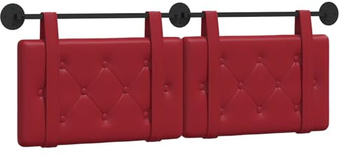 vidaXL Hängendes Kopfteil Weinrot Kunstleder, Elegantes modernes Kopfteil, rechteckiges Design, Wandmontage, gepolsterte Rückenlehne, minimalistisches Schlafzimmerdekor
