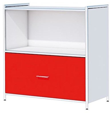 ARTLINE Sideboard Aktenschrank 2OH Büroschrank Weiß/Rot