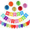 Geburtstagsfeier Dekorationen, Happy Birthday Spruchband mit 6 Wabenbällen und einer Regenbogen-Papier-Girlande, Partyzubehör