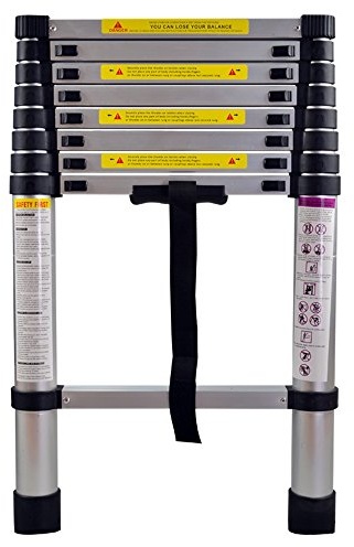 HENGMEI 2.6M Alu Teleskopleiter Klappleiter Stehleiter Schiebeleiter Mehrzweckleiter Leiter Anlegeleiter Aluleiter (2.6M)