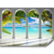 murando - Papier Peint Panoramique Adhésif Paysage 343x256 cm - Tapisserie Murale Autocollante Décoration Moderne Chambre Salon - Vert blanc - L'architecture mer palmiers l'eau îles c-C-0182-a-a