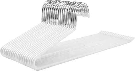 SONGMICS Appendini per Pantaloni, 20 Pezzi, Grucce per Pantaloni in Metallo con Copertura Antiscivolo, Larghezza 38 cm, Salvaspazio, Bianco CRI004WT-20