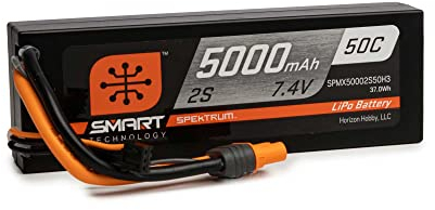 7.4 V 5000 mAh 2S 50C Smart Hard Case LiPo Battery: IC3