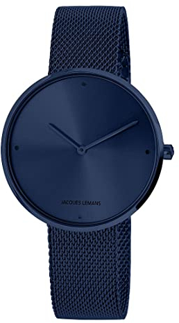 JACQUES LEMANS Damenuhr Design Collection Edelstahlband massiv Edelstahl ip-Blue 1-2056P