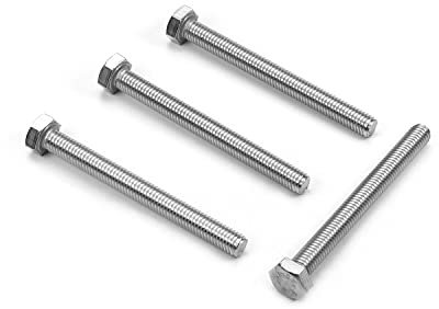 MroMax Lot de 4 boulons hexagonaux M8 - 1,25 x 80 mm UNC à tête hexagonale en acier inoxydable 304 entièrement filetés, Boulonnerie