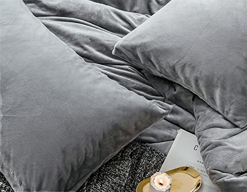 Omela 2er Set Kissenbezug 80x80 cm Silber Grau Cashmer Touch Coral Fleece Kissenhülle Super Weich & Warme Sofakissen Kissenhüllen Kopfkissenbezug Reißverschluss