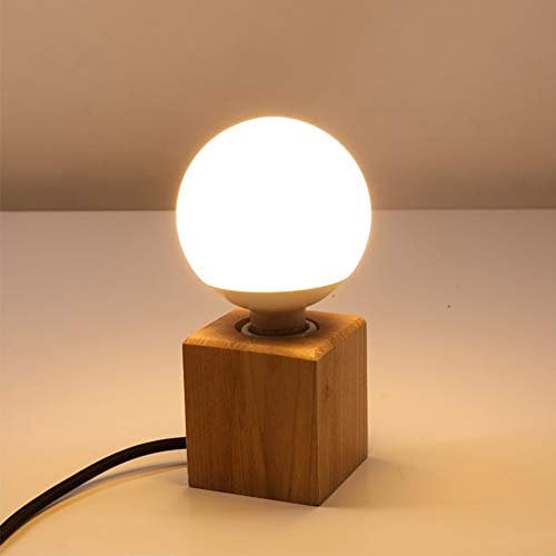 Support de Douille E27 en Bois carré Lampe de Table Edison Prise EU Standard Luminaire de Décoration Pour salon chambre chevet Maison Café Bar Restaurant Cuisine couloir salle à manger