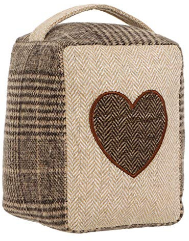 Door Stop Brown Heart 1.4kg Embroidered Fabric Door Weight Mothers Day Home Gift