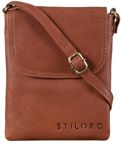 STILORD 'Ellis' Handytasche zum Umhängen Leder Brustbeutel Kleine Ledertasche Umhängetasche für Smartphone und Geldbörse Cross-Body Bag XS Vintage Leder, Farbe:texas - braun