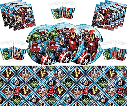 Marvel Avengers Assemble Party Tableware Plates Cups Napkins Tablecover- Serves 8 Guests