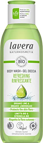 lavera Body Wash Refreshing - Schützt die Hautflora - Naturkosmetik - Vegan - Mit Bio-Limette und Bio-Zitronengras - Silikonfrei - 1 x 250 ml