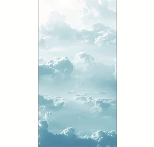 Fensterfolie blickdicht selbsthaftend,3D Fensterfolie sichtschutz glasfolie, Weisse Wolke,Einfache entfernung wiederverwendbar,Statisch haftend anti-UV für badzimmer matt(75cmx200cm)