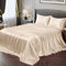 Vonty Satin-Bettlaken-Set für Doppelbett, seidig, weiches Satin-Bettwäsche-Set, 1 Spannbettlaken mit tiefen Taschen, 1 Bettlaken und 1 Kissenbezug, Beige