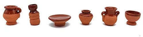 Tradineur - Set de 6 Piezas de cerámica en Miniatura - Fabricado a Mano - Figura Decorativa Divertida para Nacimiento, Navidad, decoración Tradicional.