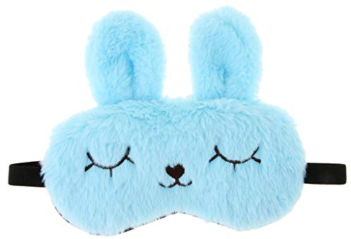 Kinder Erwachsene Plüsch Hase Schlafmaske Augenschutz Augenbinde Blau