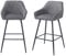 Requena Pair of Bar Stools Leatherette Exterior with Armrest & Backrest with Black Metal Legs Kitchen Breakfast Barstool Counter Chair BAR01 (LEATHER-GREY)