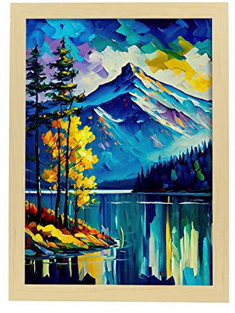 Nacnic Poster Banff-Park im Ölgemälde Stil. Illustrationen von Denkmälern und Städten im fotografischen Vollfarbstil. Innenarchitektur und Dekoration. A3 mit Leichtholzrahmen.