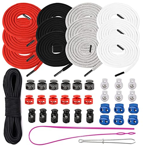 Drawstring Cord Replacement Cording with Easy Threaders+Cord Locks End Spring Toggle and 10 Yard Elastic Bungee Cords Stretch String for Sweatpants, Clothings, Pants, Jackets Coats, Hoodie, Clothing