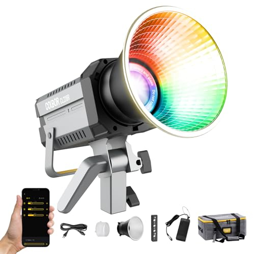 Videoleuchte, Colbor CL220R RGB 220W Dauerlicht mit M/G Balance 2700-6500K CRI96+ Bowens Mount Light App Steuerung 13 Lichteffekte Tageslight ür Videoaufnahme, Videoleuchte-LED-Studio-Lampe-Fotografie