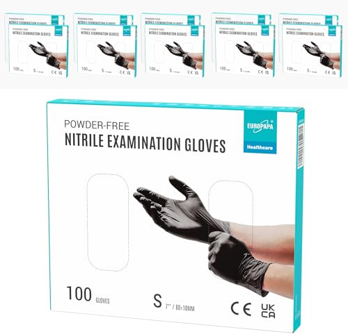 EUROPAPA® 1000x Nitrilhandschuhe Einweghandschuhe puderfrei Untersuchungshandschuhe EN455 EN374 latexfrei Einmalhandschuhe Handschuhe in Gr. S, M, L & XL verfügbar (Schwarz, S)