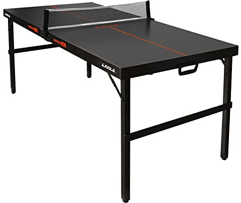 JOOLA Midsize FA - klappbare Tischtennisplatte inkl. Tischtennisnetz im modernen Design, kompaktes Tragen mit Tragegriff, angenehme 12kg Gewicht, GREY ORANGE